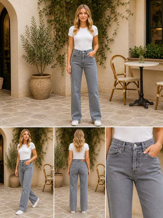 Levi's Denim - Levi’s Wedgie Straight High Rise Gray Jeans Size 26 Vintage Wash